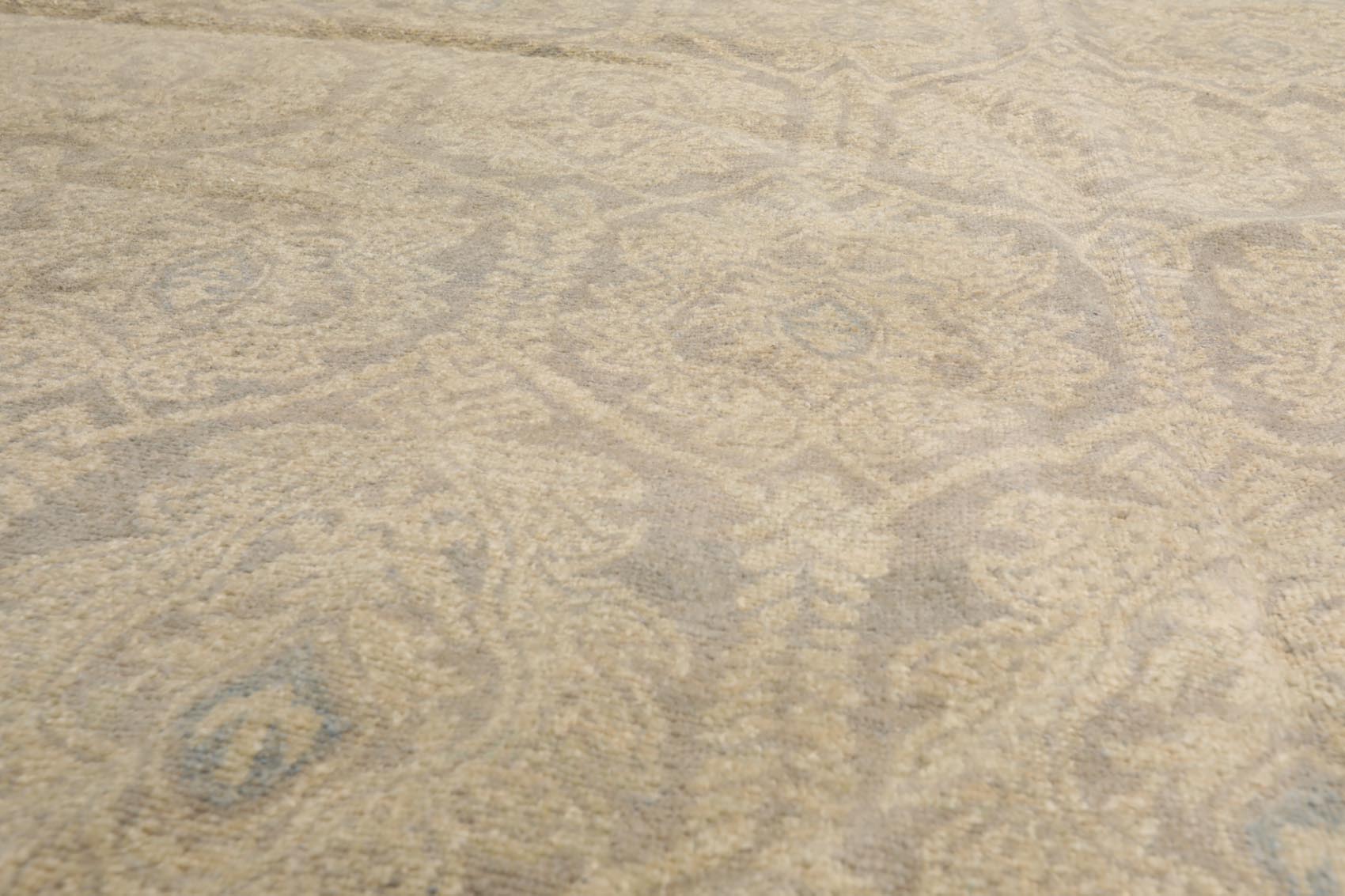 10x14 Gray, Beige, Slate Color Hand Knotted Oushak 100% Wool Transitional Oriental Rug