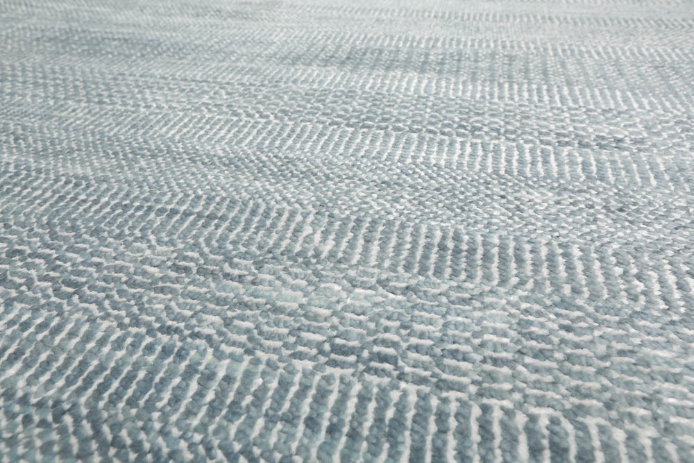 Multi Size Gray Blue White Color Hand Knotted  Wool & Silk Modern Oriental Rug