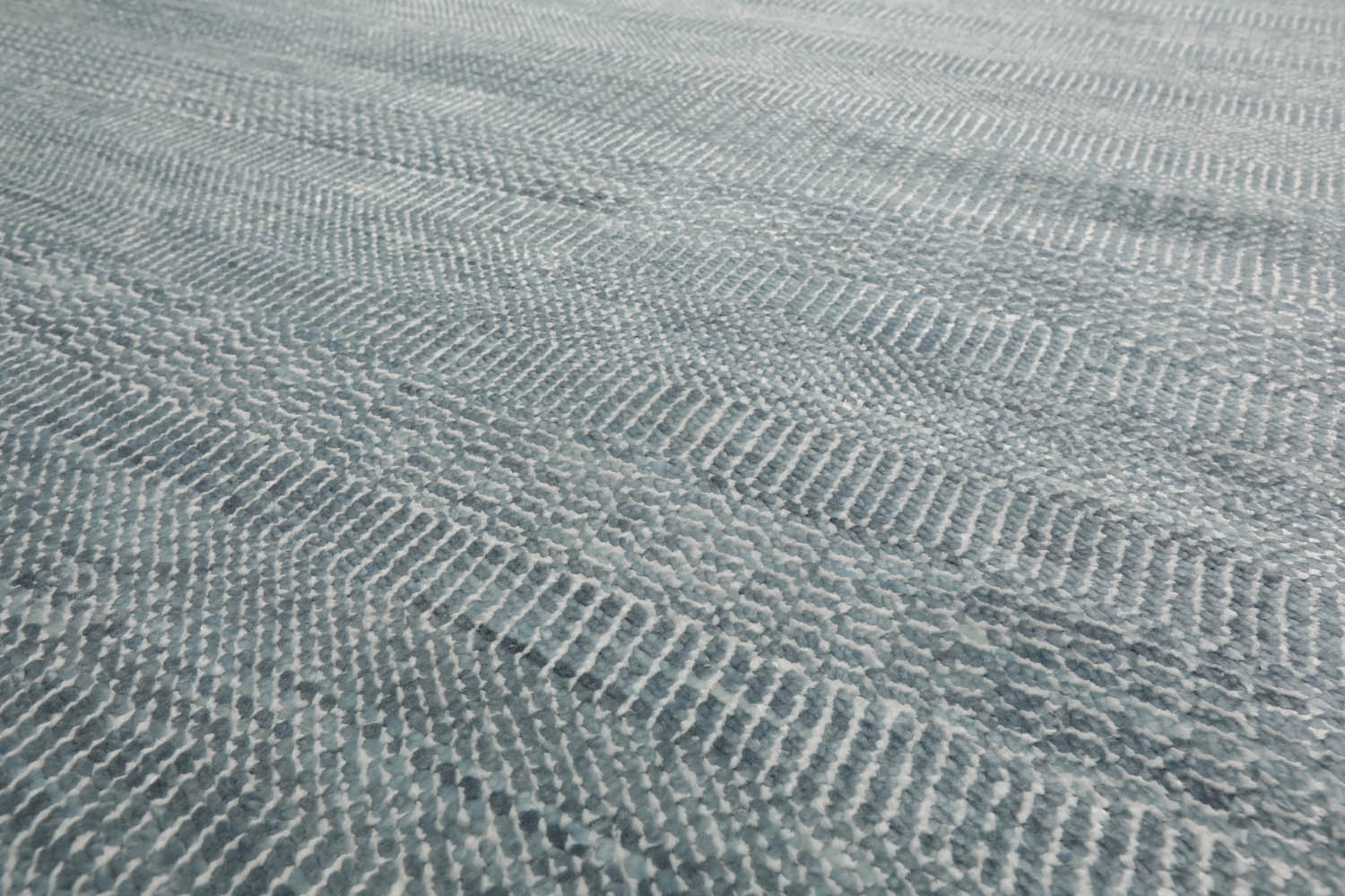 Multi Size Gray Blue White Color Hand Knotted  Wool & Silk Modern Oriental Rug