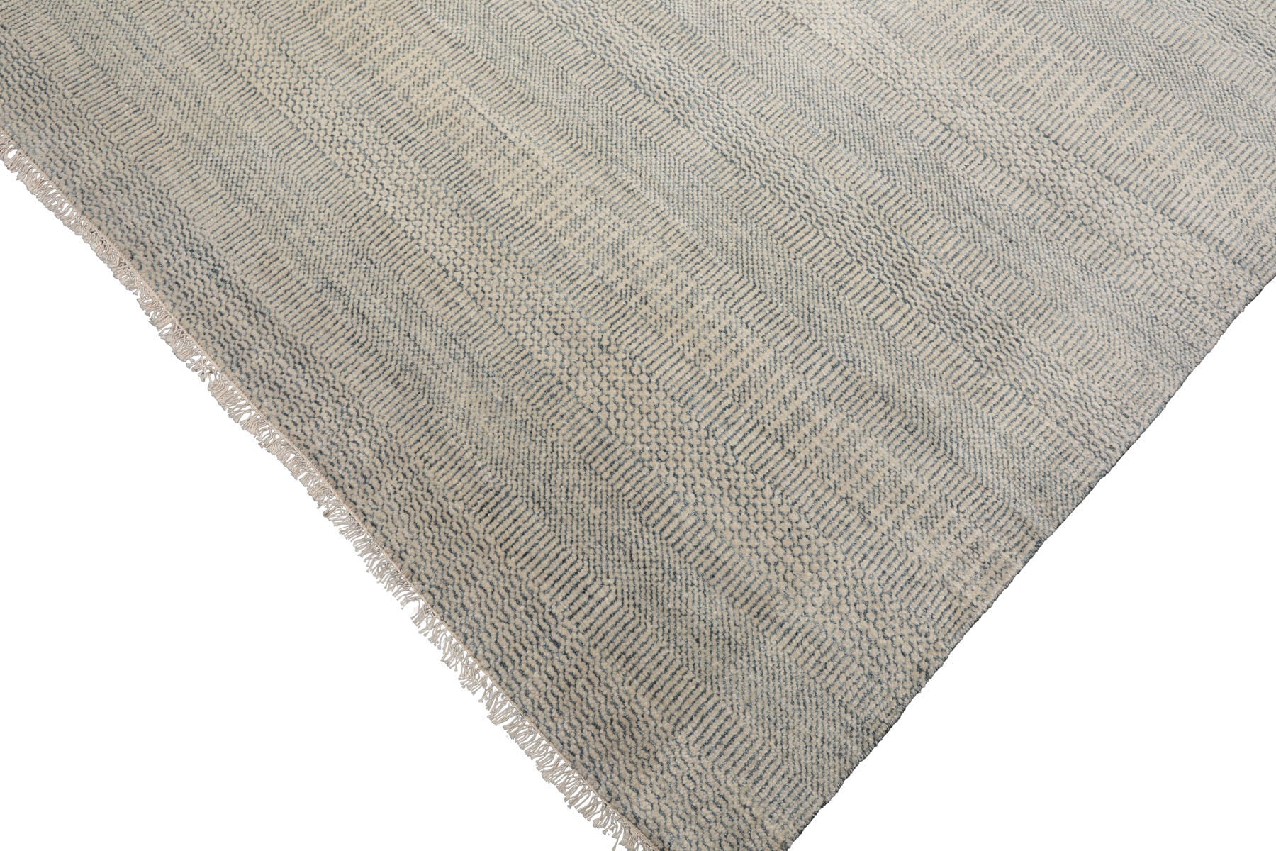 Knotted Rug Beige Gray Hand Knotted Multi Size Wool and Silk Grass Modern Rugs