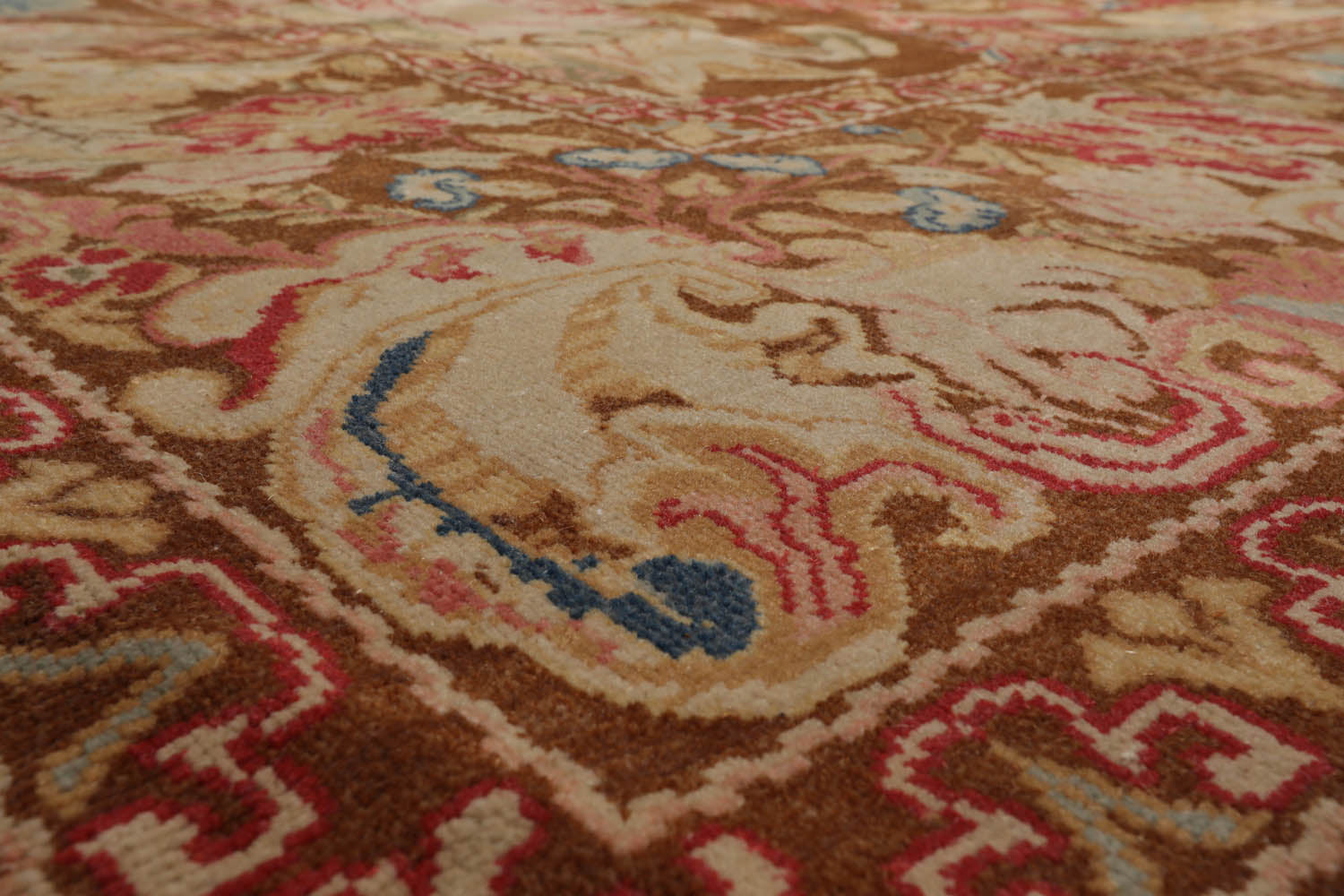 9x13 Brown, Beige, Rose Color Hand Knotted Turkish Oushak 100% Wool Traditional Oriental Rug