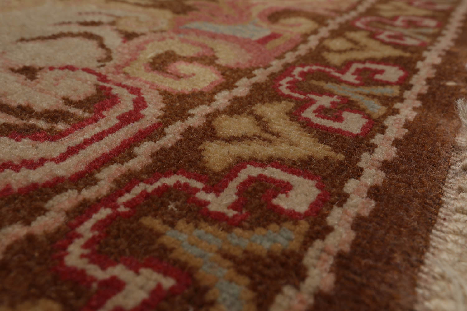 9x13 Brown, Beige, Rose Color Hand Knotted Turkish Oushak 100% Wool Traditional Oriental Rug