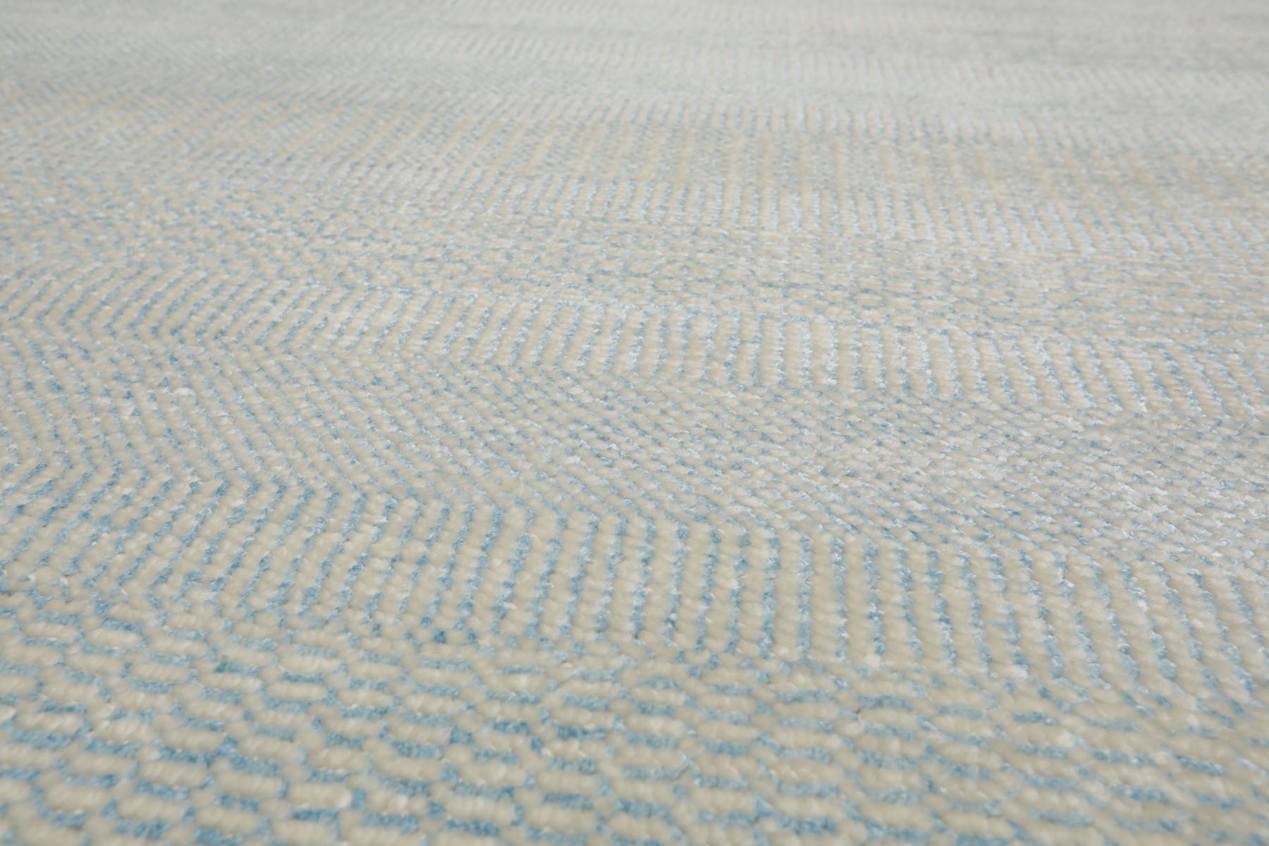 Knotted Rug Blue White Hand Knotted Multi Size Wool and Silk Grass Modern Rugs