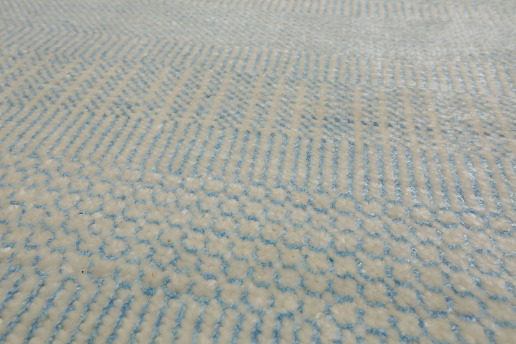Knotted Rug Blue White Hand Knotted Multi Size Wool and Silk Grass Modern Rugs