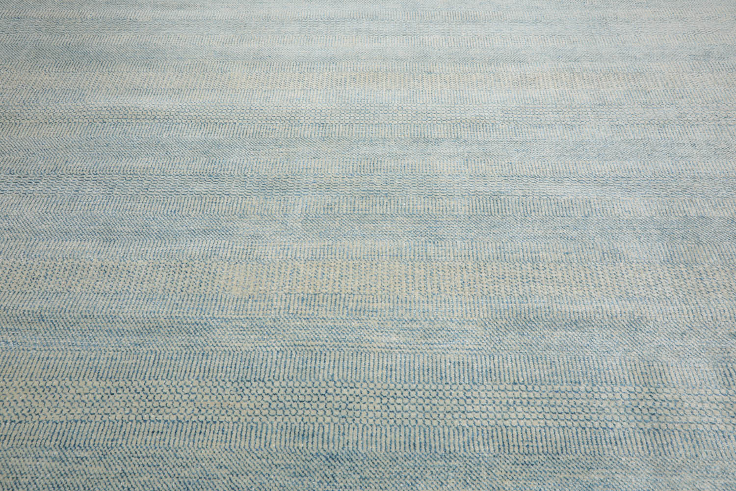Multi Size Ivory Aqua Color Hand Knotted  Wool & Silk Modern Oriental Rug