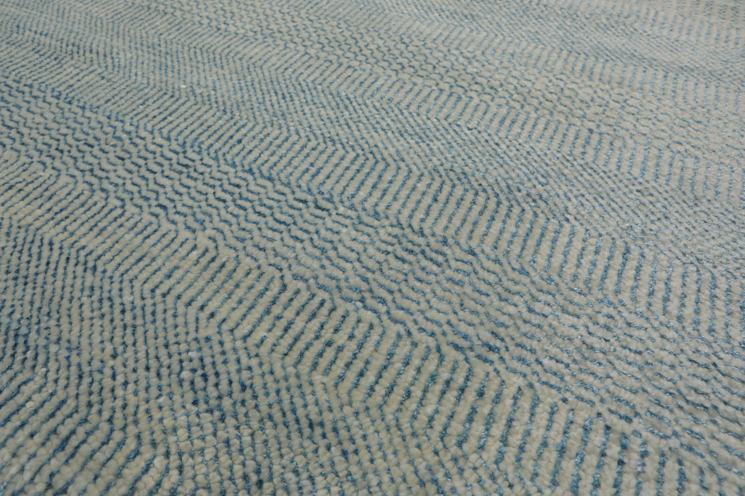 Multi Size Ivory Aqua Color Hand Knotted  Wool & Silk Modern Oriental Rug