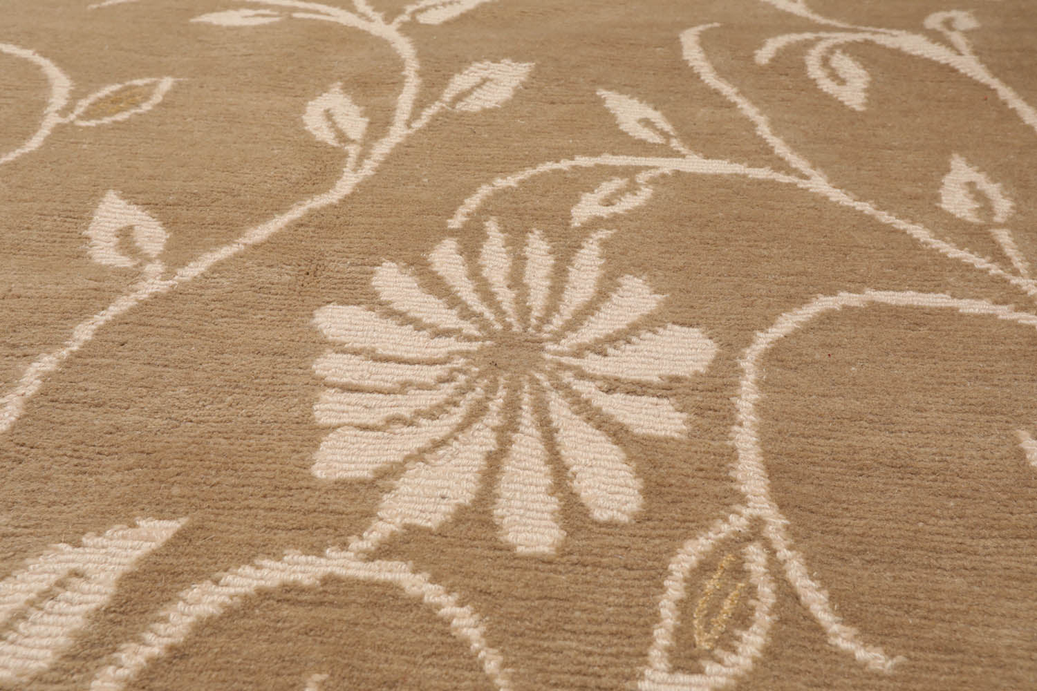 8x10 Tone on Tone Beige, , Color Hand Knotted  100% Wool Transitional Oriental Rug