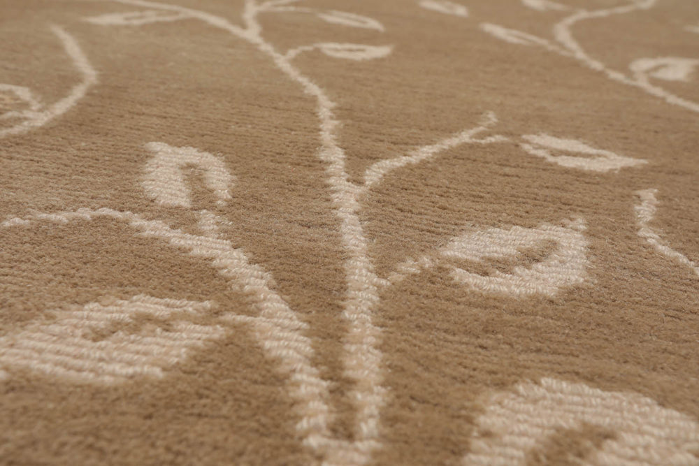 8x10 Tone on Tone Beige, , Color Hand Knotted  100% Wool Transitional Oriental Rug