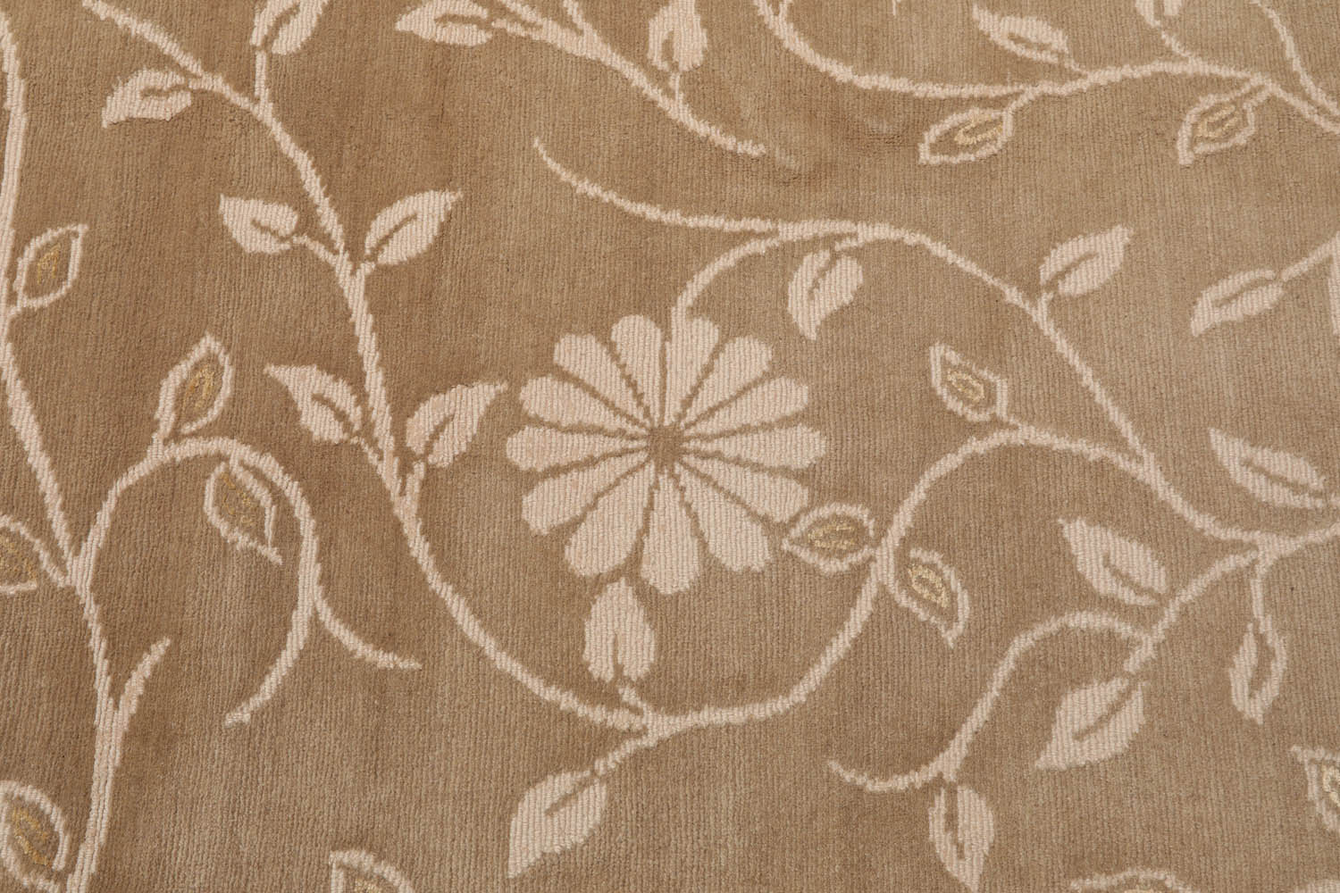 8x10 Tone on Tone Beige, , Color Hand Knotted  100% Wool Transitional Oriental Rug