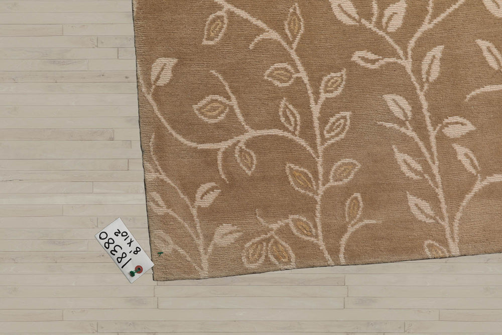 8x10 Tone on Tone Beige, , Color Hand Knotted  100% Wool Transitional Oriental Rug