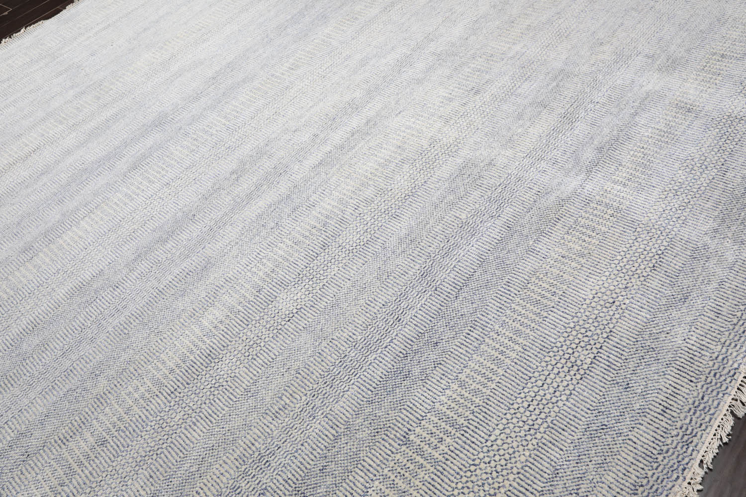 Multi Size Ivory Blue Color Hand Knotted  Wool & Silk Modern Oriental Rug