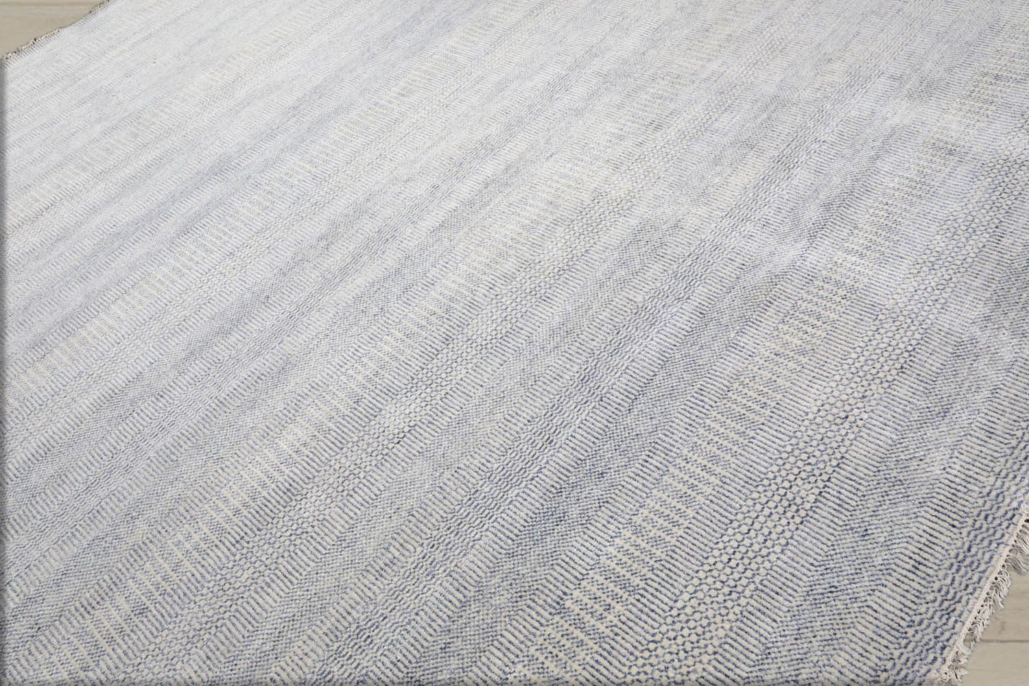 Multi Size Ivory Blue Color Hand Knotted  Wool & Silk Modern Oriental Rug