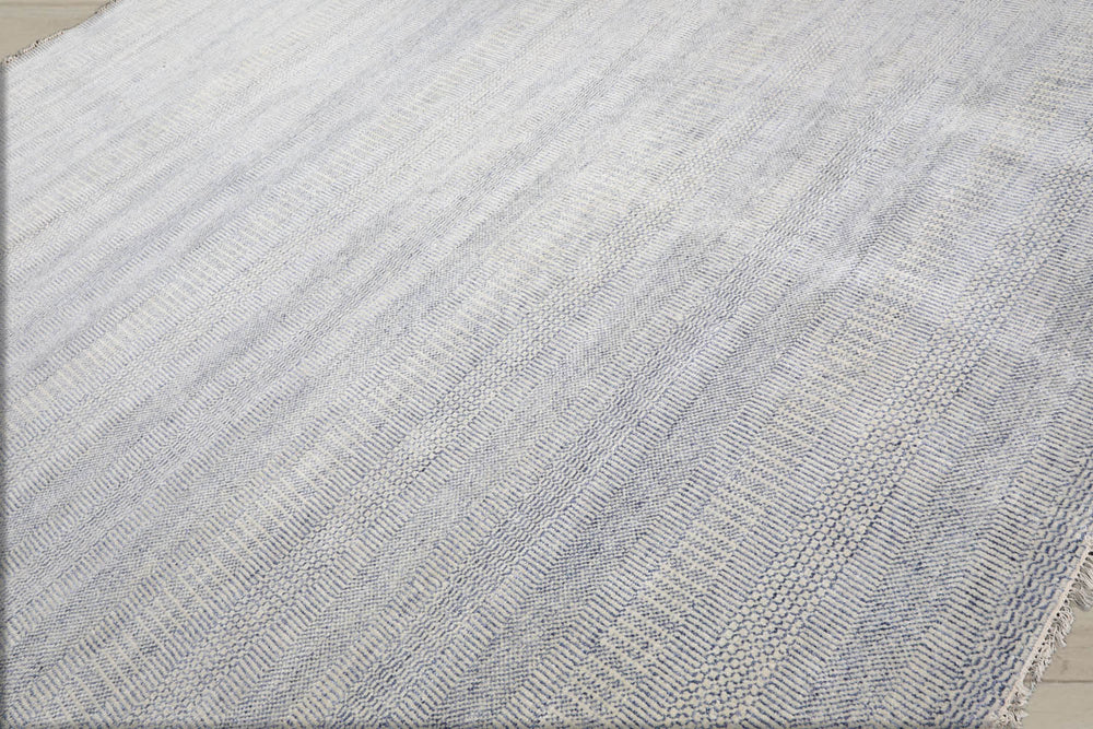 Multi Size Ivory Blue Color Hand Knotted  Wool & Silk Modern Oriental Rug