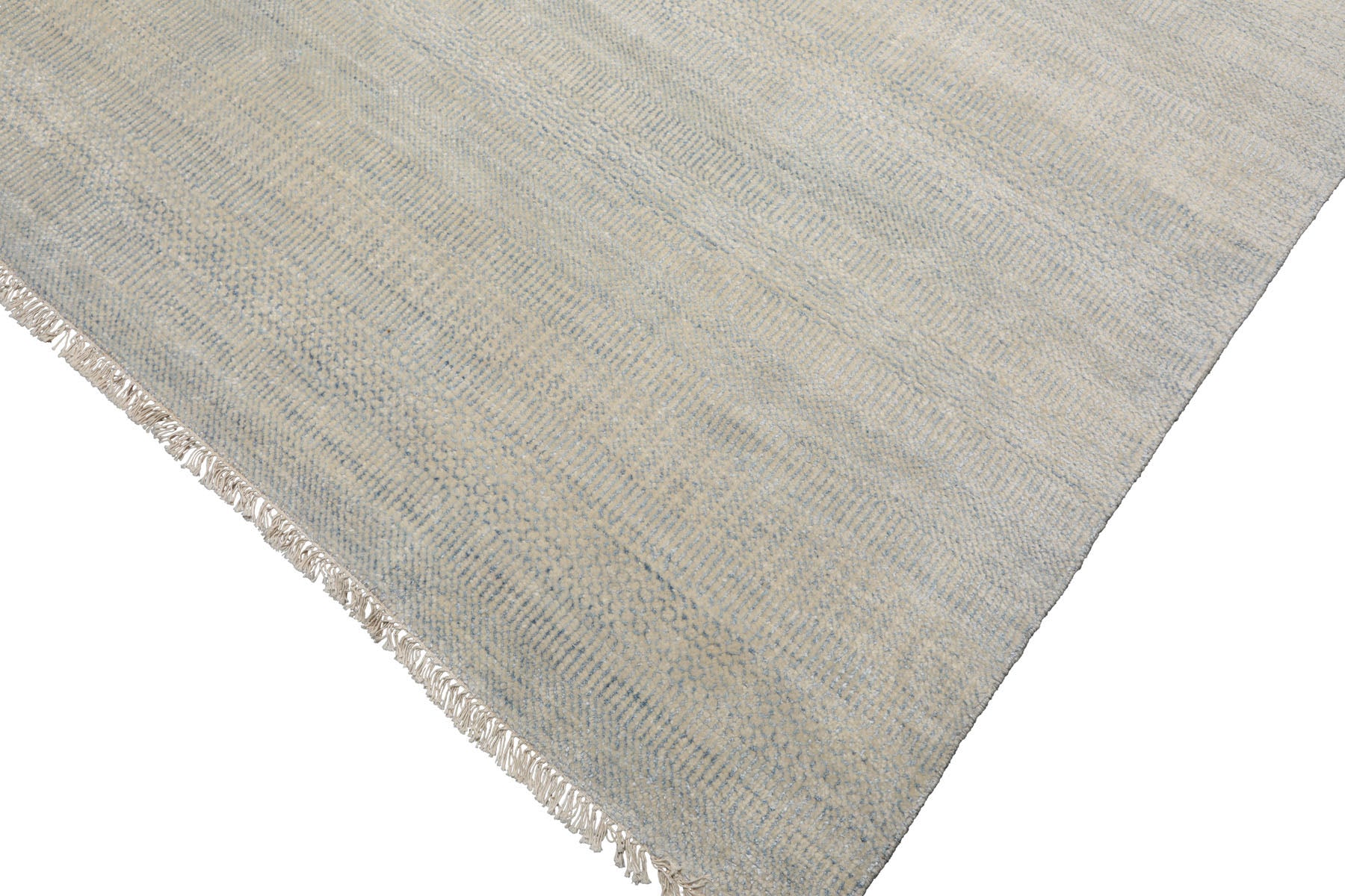 Knotted Rug Beige Gray Hand Knotted Multi Size Wool and Silk Grass Modern Rugs