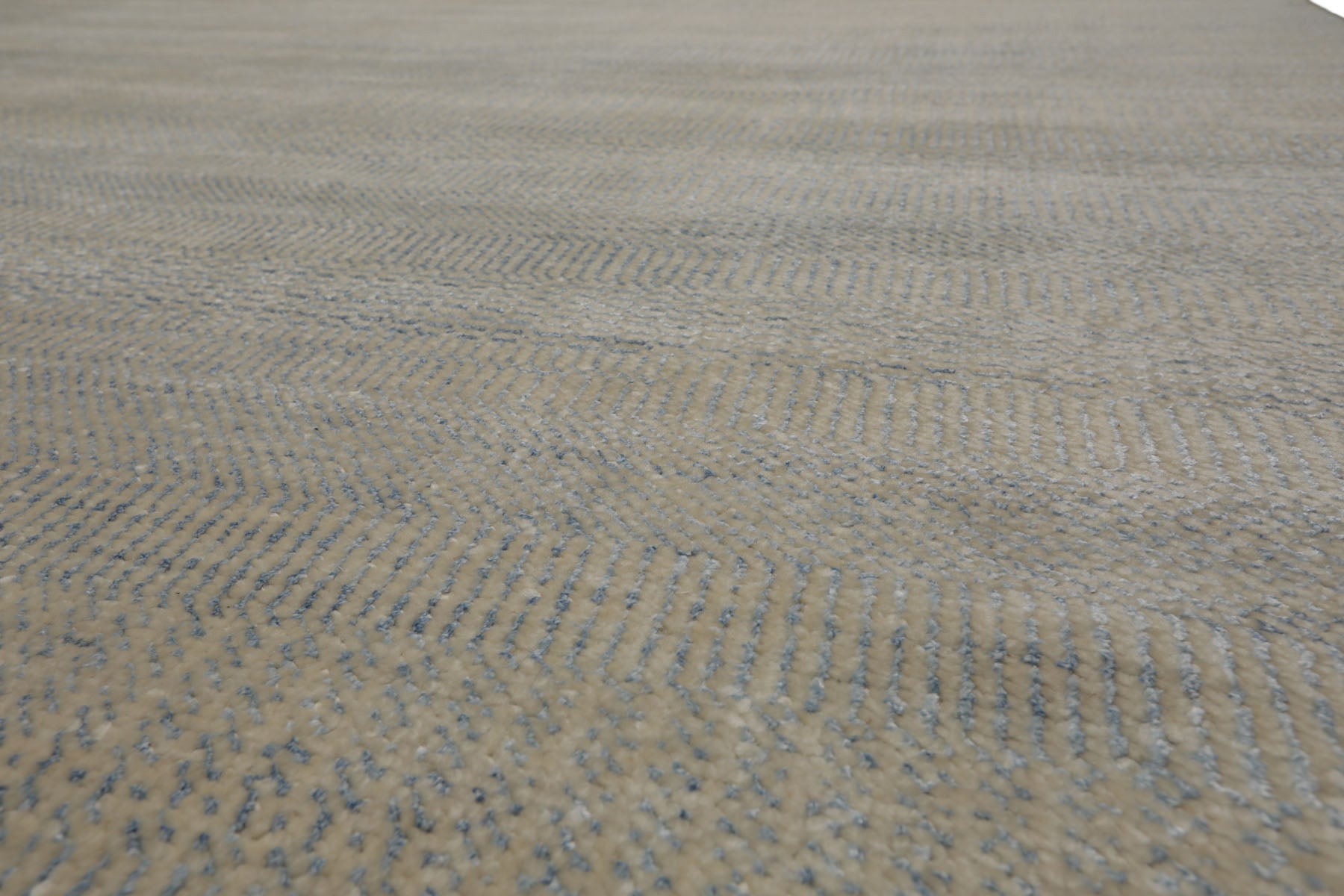 Knotted Rug Beige Gray Hand Knotted Multi Size Wool and Silk Grass Modern Rugs