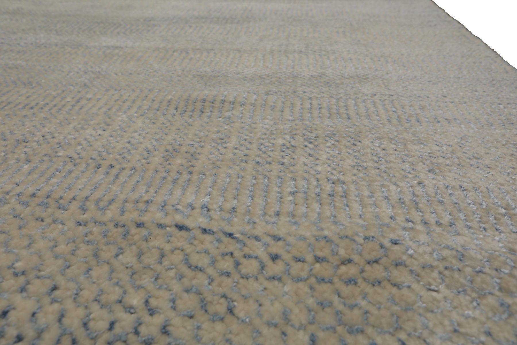 Knotted Rug Beige Gray Hand Knotted Multi Size Wool and Silk Grass Modern Rugs
