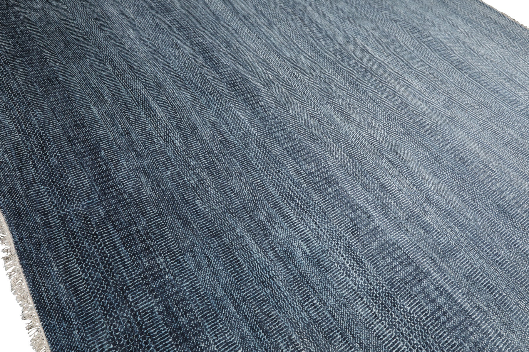 Knotted Rug Blue Gray Hand Knotted Multi Size Wool and Silk Grass Modern Rugs