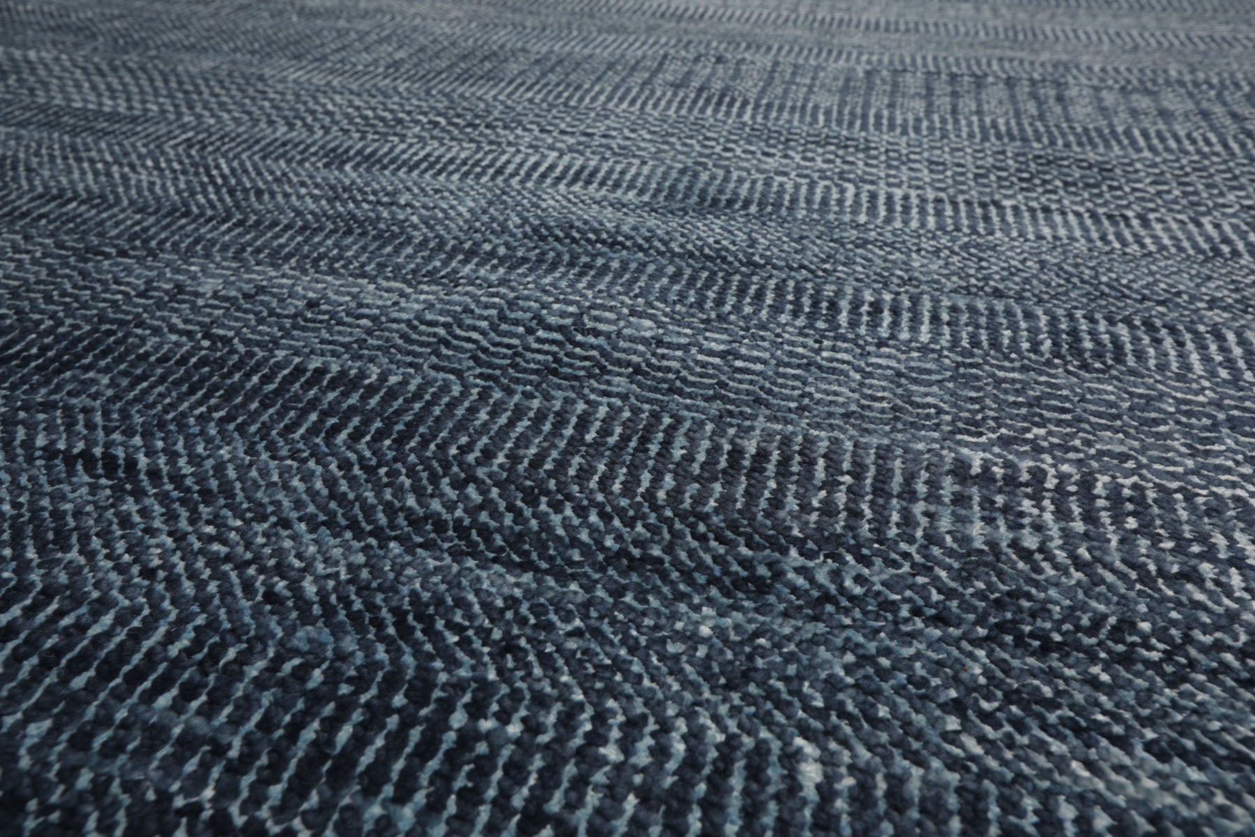 Knotted Rug Blue Gray Hand Knotted Multi Size Wool and Silk Grass Modern Rugs