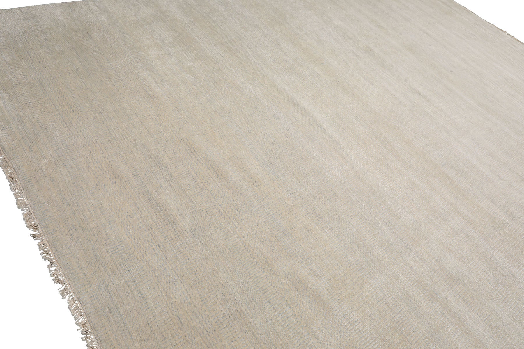 Knotted Rug Beige Gray Hand Knotted Multi Size Wool and Silk Grass Modern Rugs