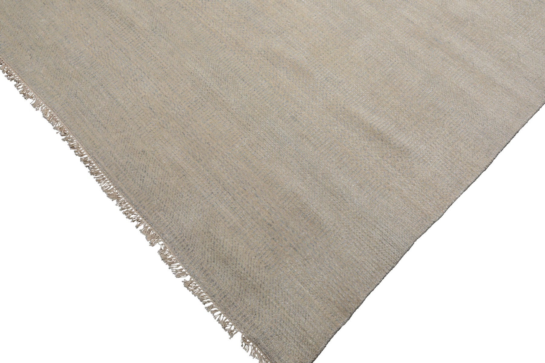 Knotted Rug Beige Gray Hand Knotted Multi Size Wool and Silk Grass Modern Rugs