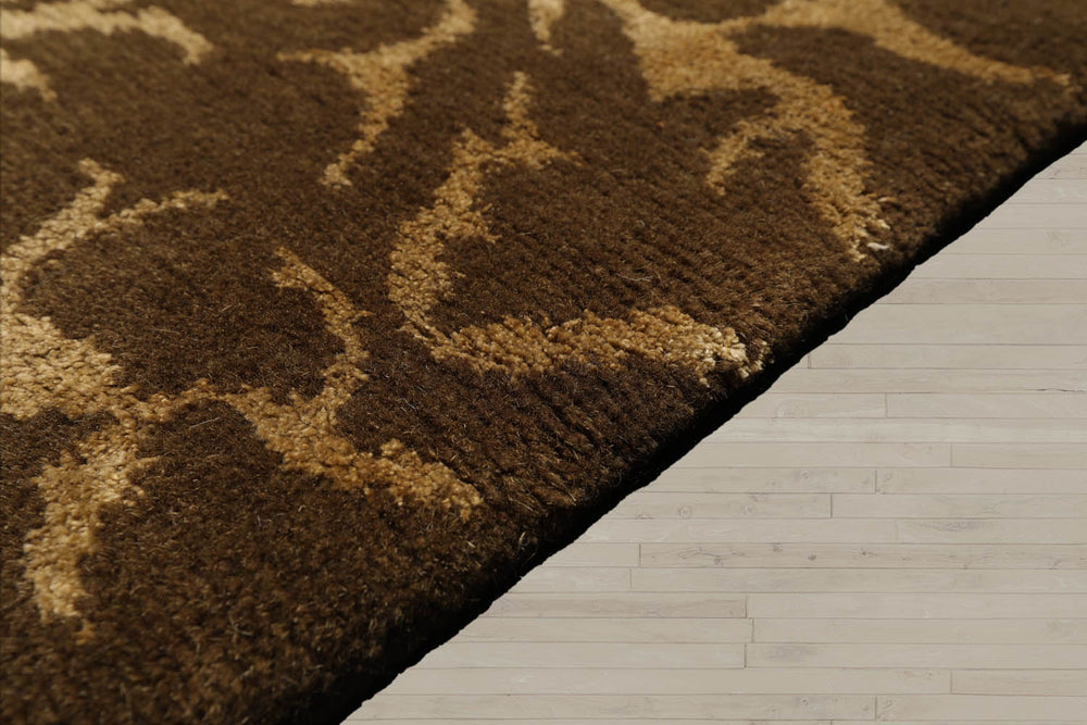 8x10 Olive, Gold, Color Hand Knotted  Wool & Silk Transitional Oriental Rug