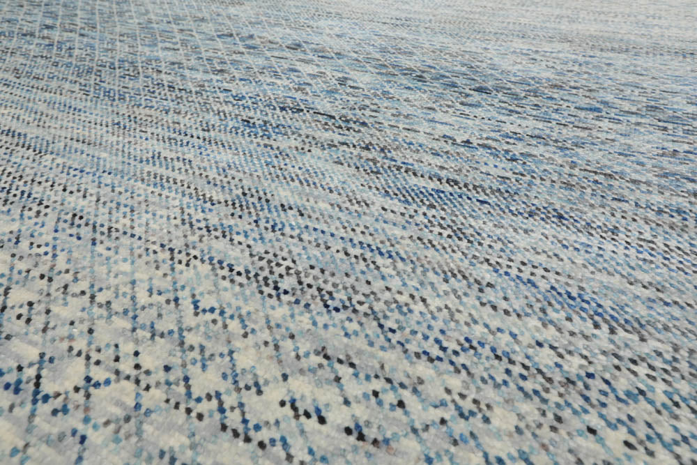 9x12 Beige, Gray, Blue Color Hand Knotted  100% Wool Modern Oriental Rug