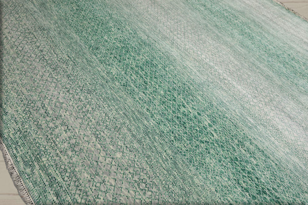 9x12 Green, Beige, Gray Color Hand Knotted  100% Wool Modern Oriental Rug