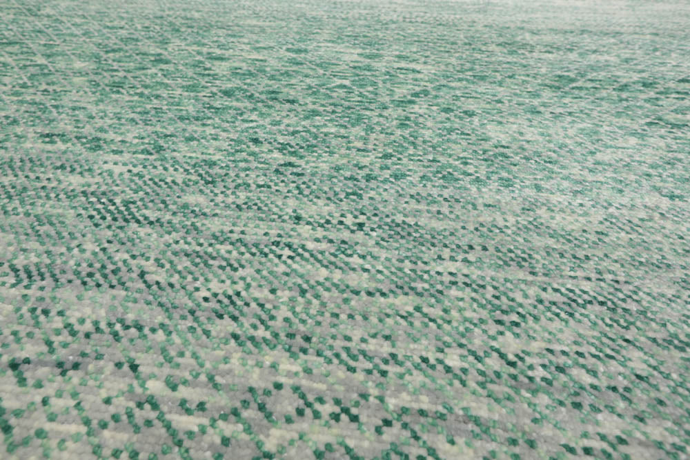 9x12 Green, Beige, Gray Color Hand Knotted  100% Wool Modern Oriental Rug