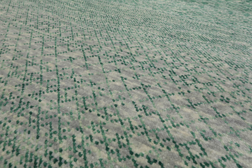 9x12 Green, Beige, Gray Color Hand Knotted  100% Wool Modern Oriental Rug