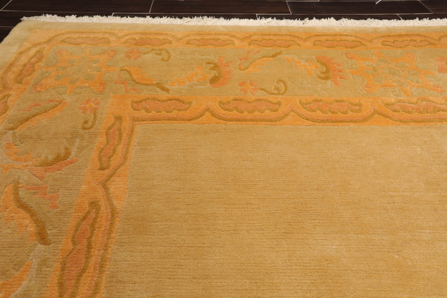 9x12 Beige, Peach, Gold Color Hand Knotted  100% Wool Traditional Oriental Rug