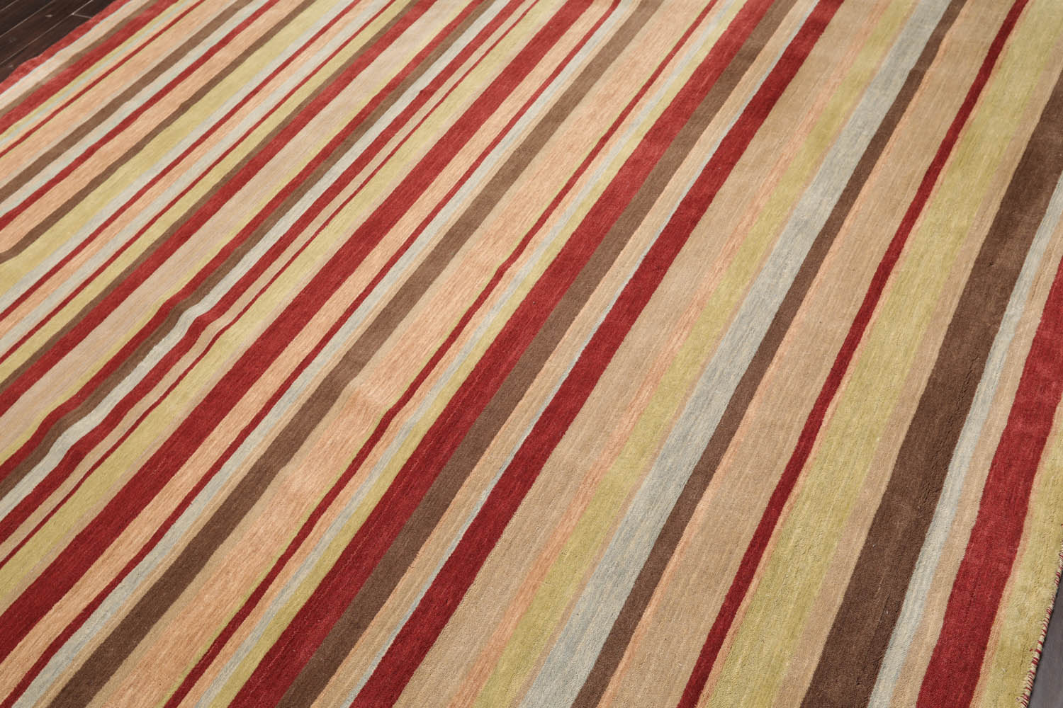 8x10 Rust, Tan, Lime Color Hand Knotted  100% Wool Modern Oriental Rug