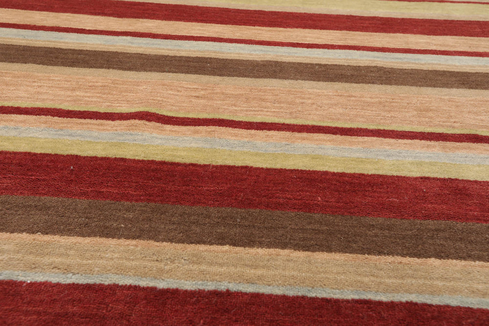 8x10 Rust, Tan, Lime Color Hand Knotted  100% Wool Modern Oriental Rug