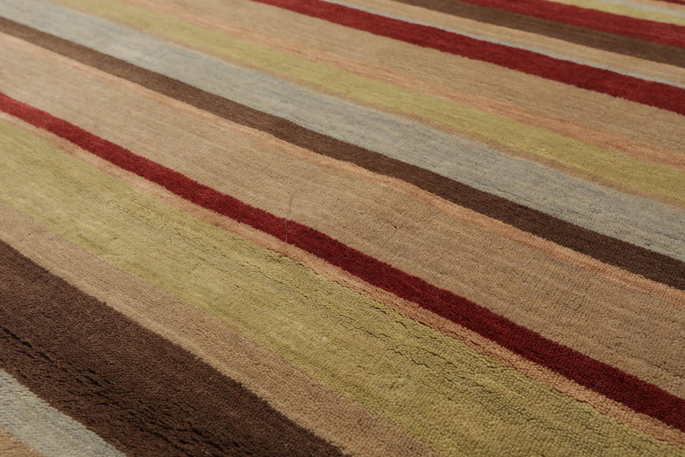 8x10 Rust, Tan, Lime Color Hand Knotted  100% Wool Modern Oriental Rug