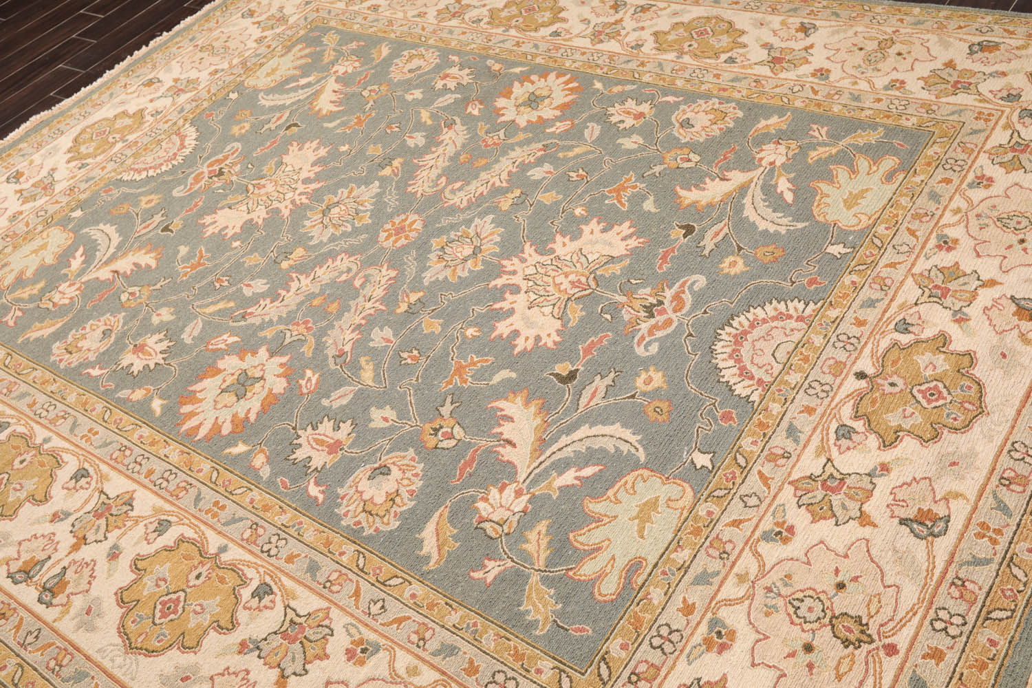 8x10 Slate, Beige, Taupe Color Hand Knotted Kashan 100% Wool Traditional Oriental Rug
