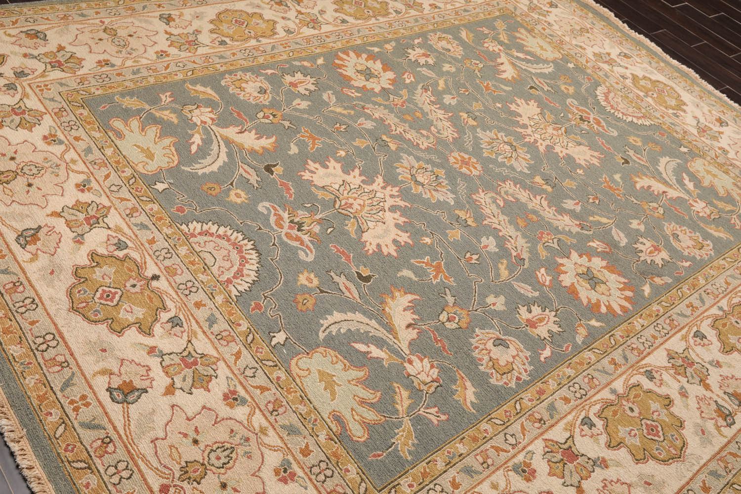 8x10 Slate, Beige, Taupe Color Hand Knotted Kashan 100% Wool Traditional Oriental Rug
