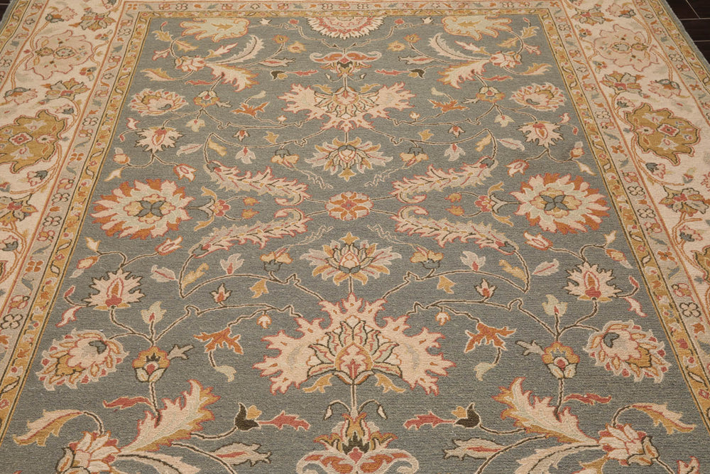 8x10 Slate, Beige, Taupe Color Hand Knotted Kashan 100% Wool Traditional Oriental Rug