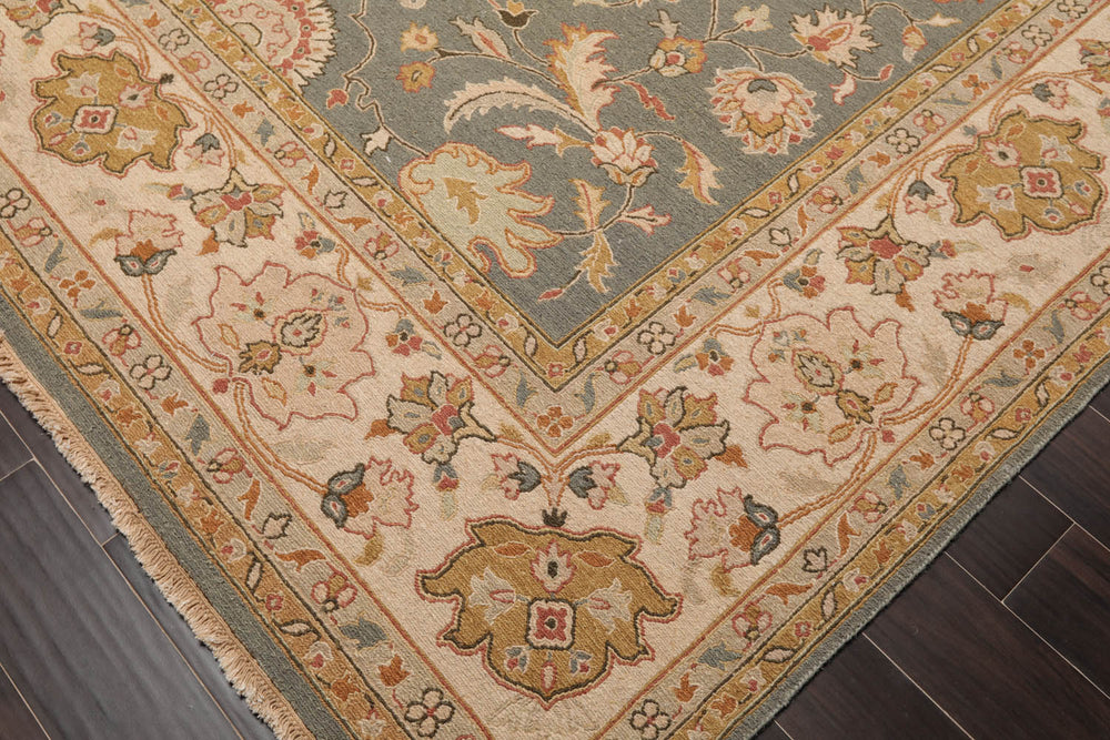 8x10 Slate, Beige, Taupe Color Hand Knotted Kashan 100% Wool Traditional Oriental Rug