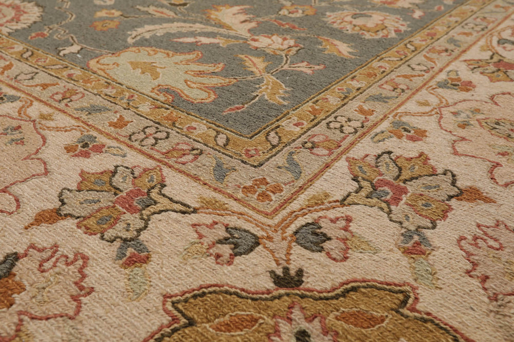 8x10 Slate, Beige, Taupe Color Hand Knotted Kashan 100% Wool Traditional Oriental Rug