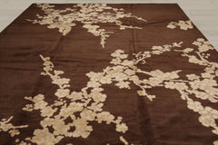 10x14 Brown, Beige, Light Gold Color Hand Knotted Tibetan Wool & Silk Modern Oriental Rug