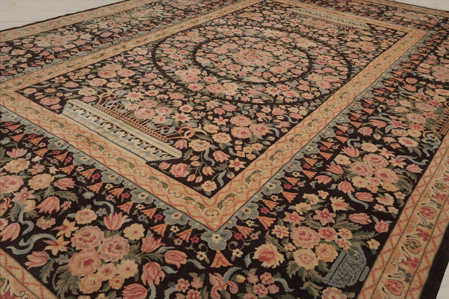 Multi Size Chocolate Tan Aqua Color Hand Knotted  Wool Traditional Oriental Rug