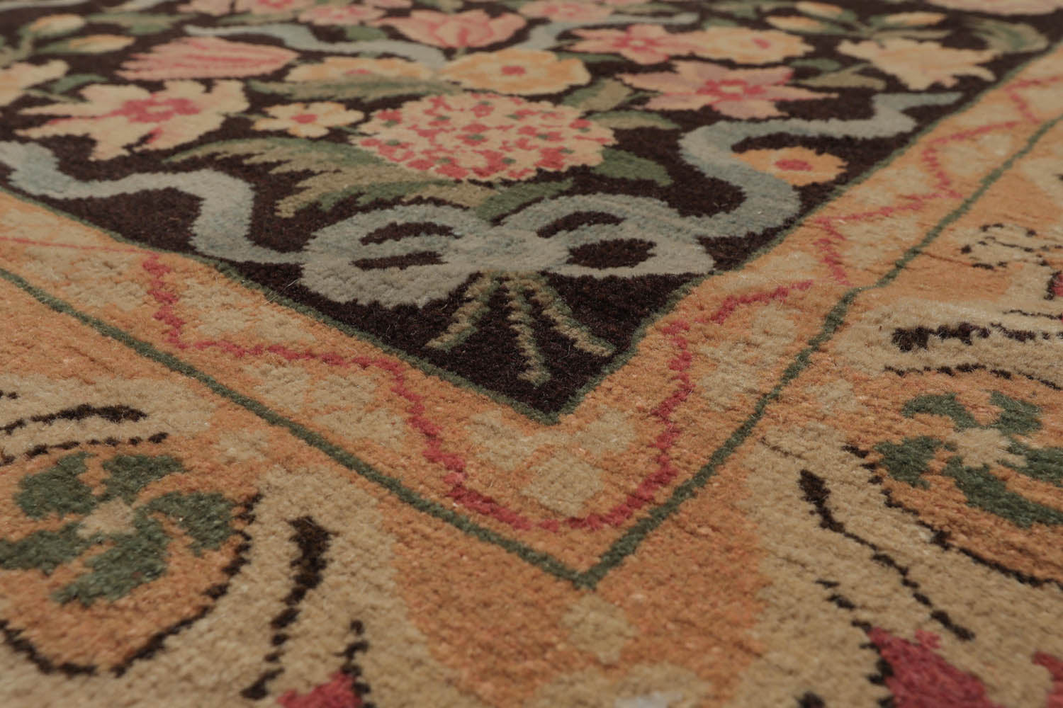 Multi Size Chocolate Tan Aqua Color Hand Knotted  Wool Traditional Oriental Rug