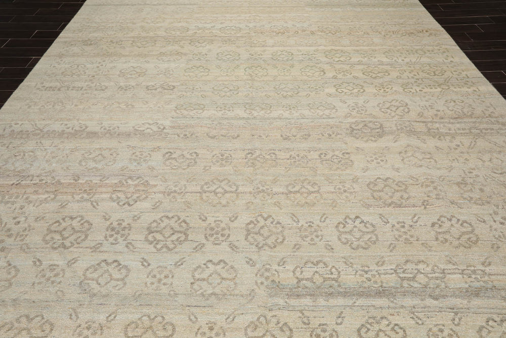 Multi Size Gray Beige Color Hand Knotted Oushak Wool Traditional Oriental Rug