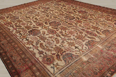 Palace Beige, Rust, Brown Color Hand Knotted Mahal 100% Wool Traditional Oriental Rug