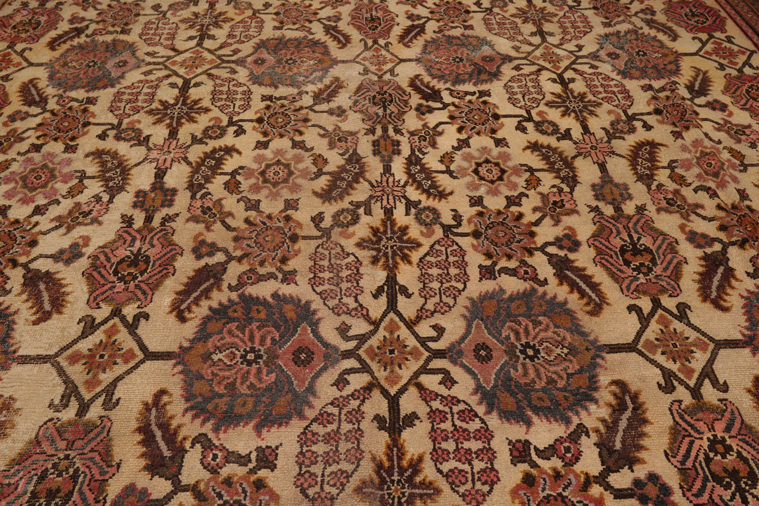 Palace Beige, Rust, Brown Color Hand Knotted Mahal 100% Wool Traditional Oriental Rug
