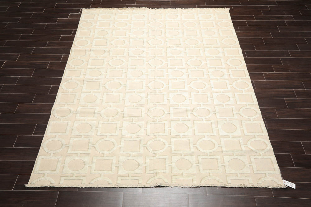 8x10 Beige, Sea Foam, Tan Color Hand Knotted  100% Wool Modern Oriental Rug