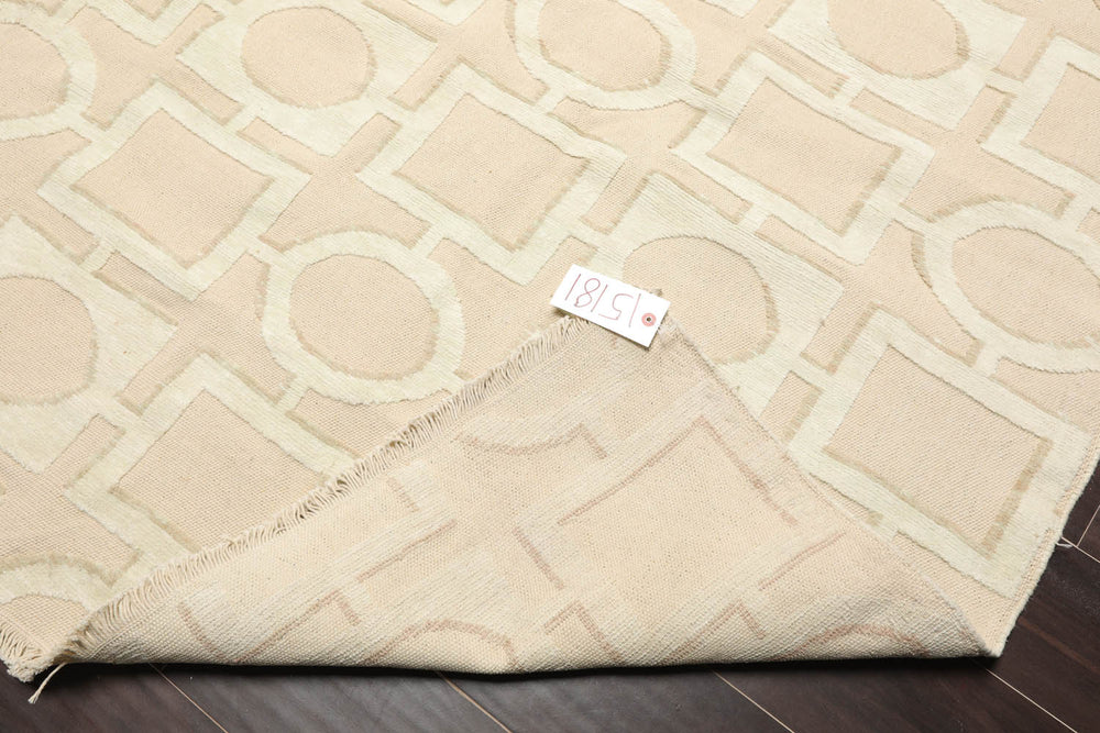 8x10 Beige, Sea Foam, Tan Color Hand Knotted  100% Wool Modern Oriental Rug