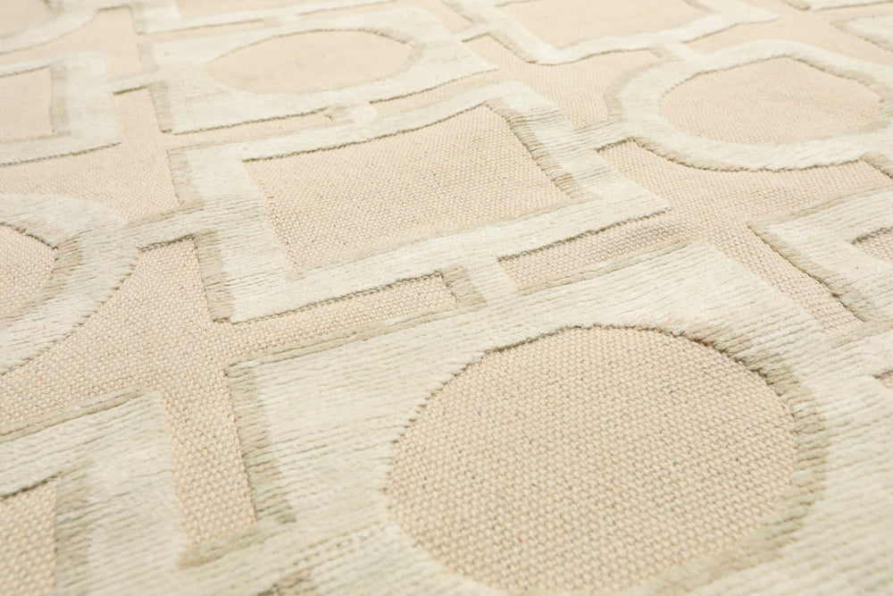 8x10 Beige, Sea Foam, Tan Color Hand Knotted  100% Wool Modern Oriental Rug