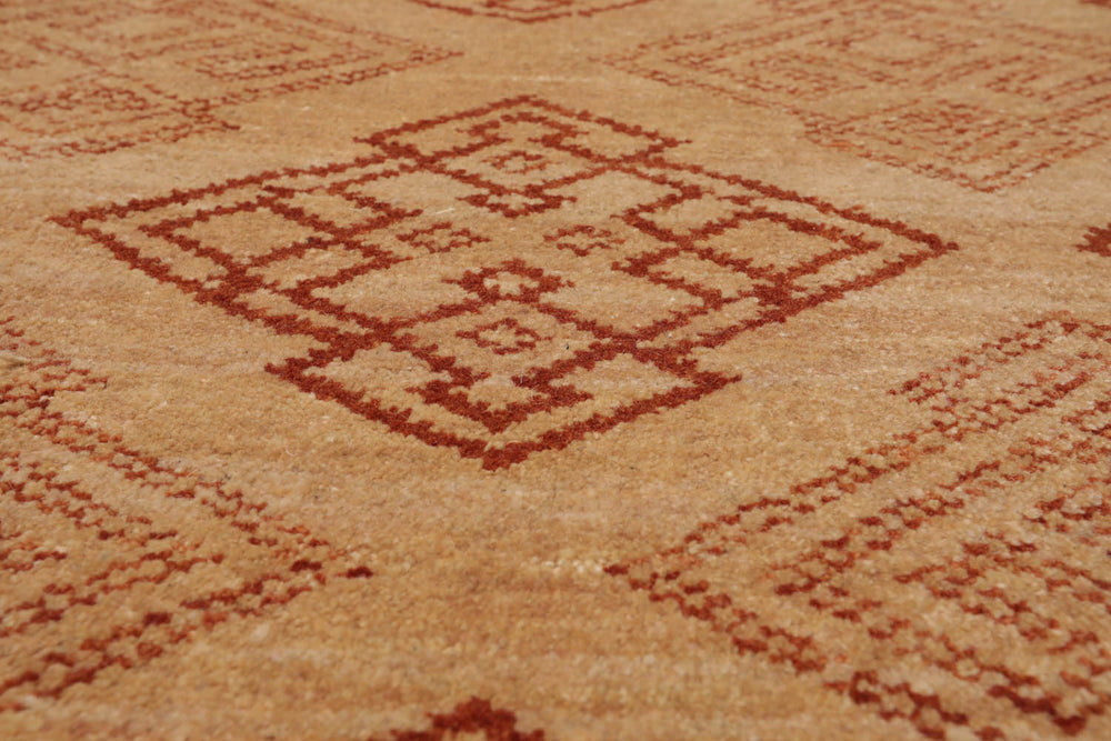 8x10 Tan, Caramel, Color Hand Knotted  100% Wool Transitional Oriental Rug