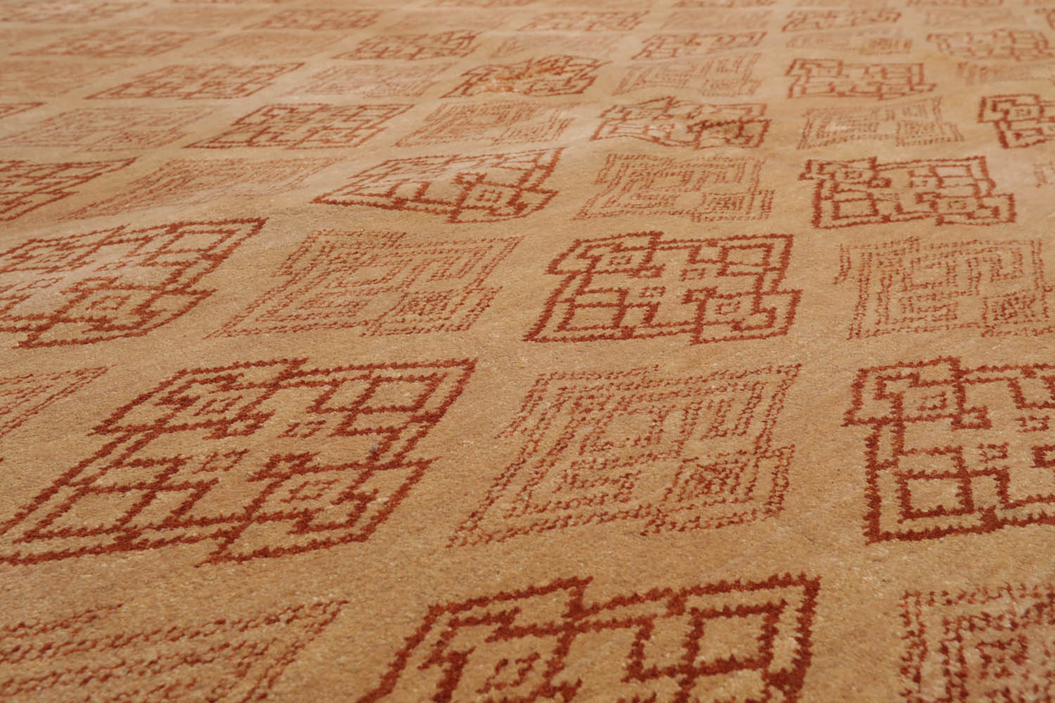 8x10 Tan, Caramel, Color Hand Knotted  100% Wool Transitional Oriental Rug