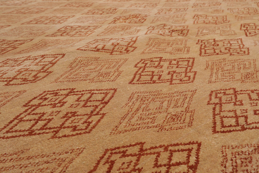 8x10 Tan, Caramel, Color Hand Knotted  100% Wool Transitional Oriental Rug